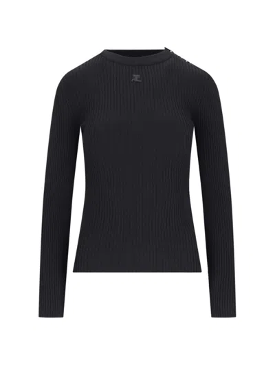 COURRÈGES RIBBED SWEATER - BLACK