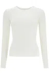Courrèges 'ribbed Stretch Knit Pullover Sweater In Heritage White (white)