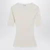 Courrèges Ribbed Sweater In Cotton And Wool In Neutral