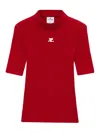 Courrèges Reedition Short Sleeves Ribbed Knitted Sweater Clothing In Red