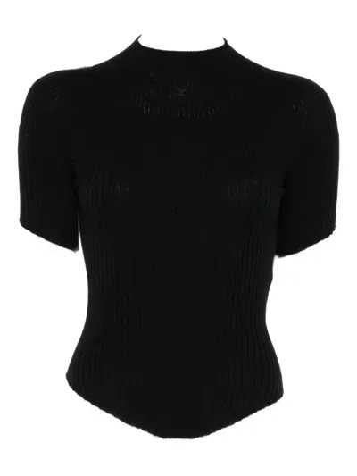 Courrèges Ribbed T-shirt In Black