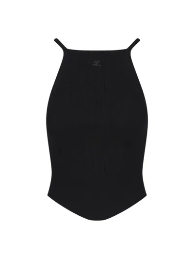 Courrèges Ribbed Tank Top In Black