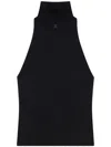 Courrèges High Neck Ribbed Sleeveless Top In Black