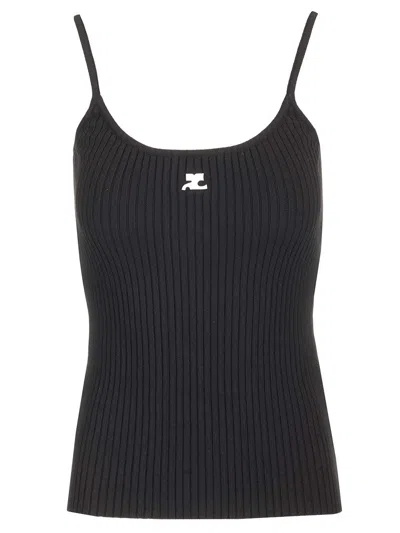 Courrèges Ribbed Tank Top In Black