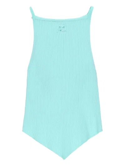 Courrèges Ribbed Tank Top In Blue