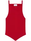 Courrèges Fitted Ribbed Tank Top With Shoulder Pads In Red