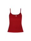 Courrèges Ribbed Texture Spaghetti Straps Top In Red