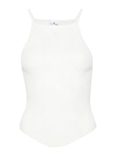 Courrèges Ribbed Tank Top In White