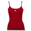 Courrèges Ribbed Tank Top With Boat Neckline In Red