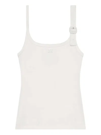 Courrèges Courreges Ribbed Tank Top With Buckle In White
