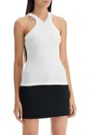 Courrèges Ribbed Tank Top With Zipper On The Neckline In White