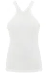 Courrèges Ribbed Tank Top With Zipper On The Neckline In White