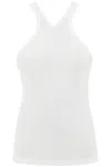 Courrèges Ribbed Tank Top With Zipper On The Neckline In White