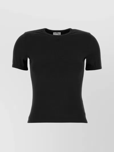 Courrèges Ribbed Texture Crew Neck Stretch Fit Top In Black