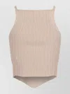 Courrèges Ribbed Texture Sleeveless Knitwear Piece In Neutrals