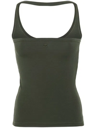 Courrèges Ribbed Top In Green