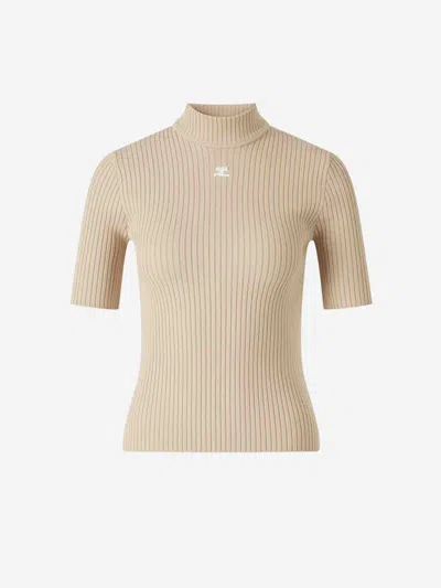 Courrèges Ribbed Top Reedition In Neutral