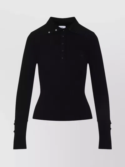 COURRÈGES RIBBED TOP WITH LONG SLEEVES AND COLLAR