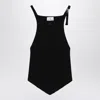 Courrèges Black Ribbed Top With Pointed Hem