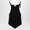 Courrèges Black Ribbed Top With Pointed Hem