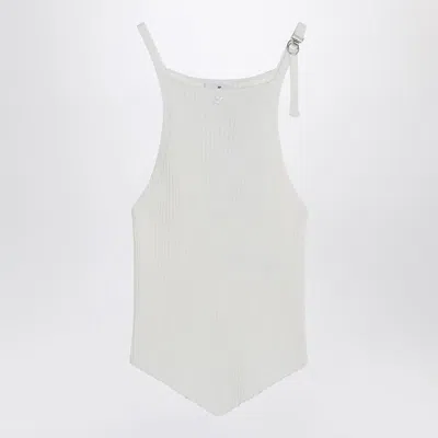 Courrèges Ribbed Top With Pointed Hem In White
