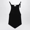 Courrèges Black Ribbed Top With Pointed Hem