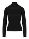 Courrèges High-neck Sweater In Black Cotton And Wool Blend In Black