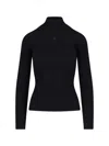 Courrèges Ribbed Turtleneck Sweater In Black  