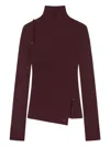 Courrèges Oblique Butonned Mockneck Sweater Clothing In Red