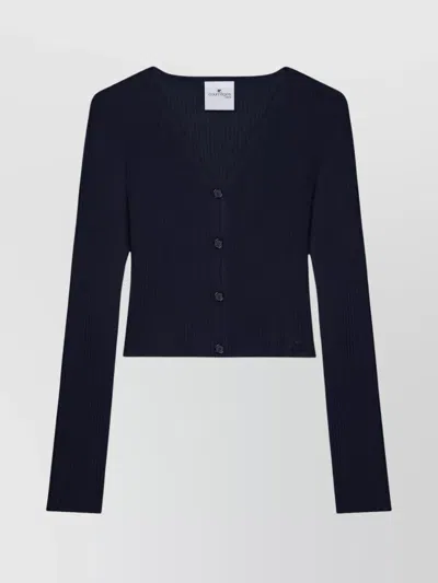 COURRÈGES RIBBED V-NECK CROPPED KNITWEAR
