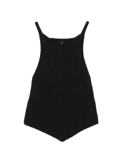 Courrèges Ribbed Vest Top In Black