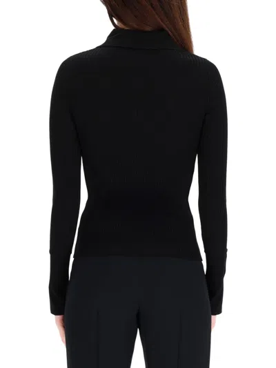 Courrèges Ribbed Viscose Polo Shirt In Black
