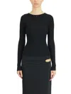Courrèges Black Viscose And Polyester Sweater With Drop Neckline In Black