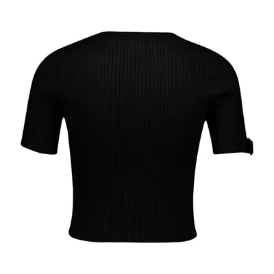 Courrèges Courreges Ribbed Viscose T-shirt In Black