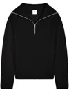 Courrèges Crewneck Wool Sweater V-neck In Black