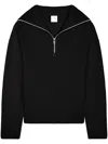 Courrèges Crewneck Wool Sweater V-neck In Schwarz