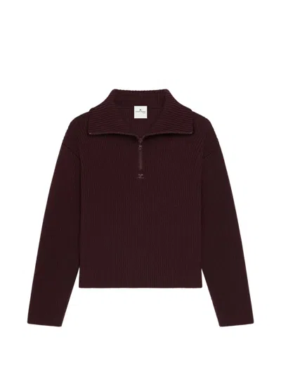 Courrèges Courreges Pre Ribbed Wool Sweater In Burgundy