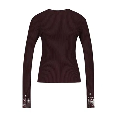 Courrèges Courreges Ribbed Wool With Contrasted Cuffs Sweater In Burgundy