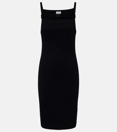 Courrèges Ribbed-knit Cotton Jersey Midi Dress In Black