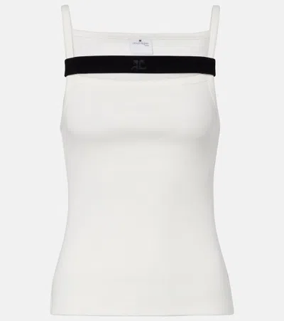 Courrèges Ribbed-knit Cotton Tank Top In White