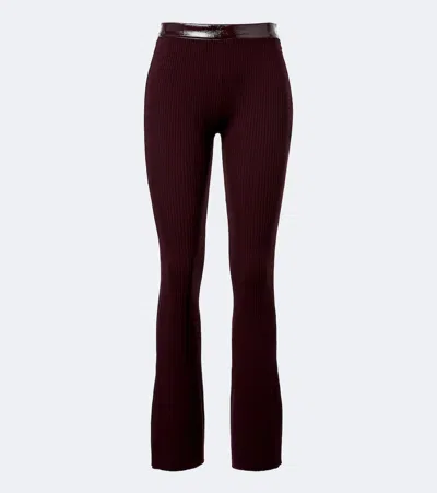 Courrèges Courreges Ribbed-knit Flared Pants In Burgundy