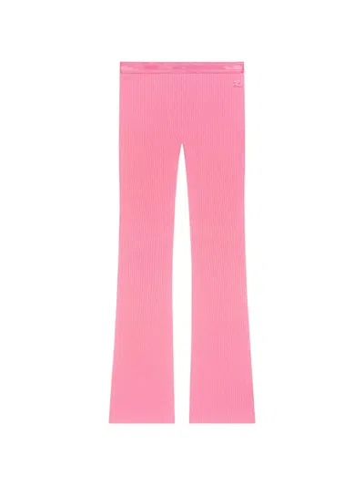 Courrèges Ribbed-knit Flared Trousers In Pink