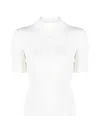 Courrèges Reedition Short Sleeves Ribbed Knitted Sweater Clothing In White