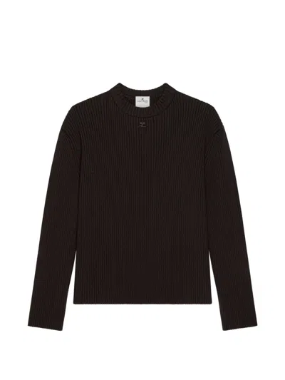 Courrèges Ribbed-knit Merino Sweater In Brown