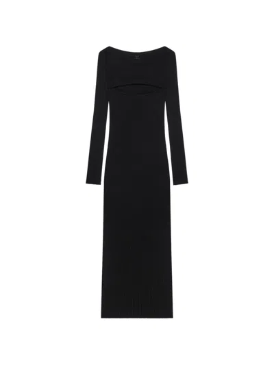 Courrèges Ribbed-knit Slash-detail Midi Dress In Black