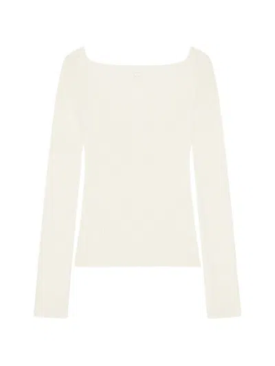 Courrèges Ribbed-knit Square-neck Sweater In Neutral