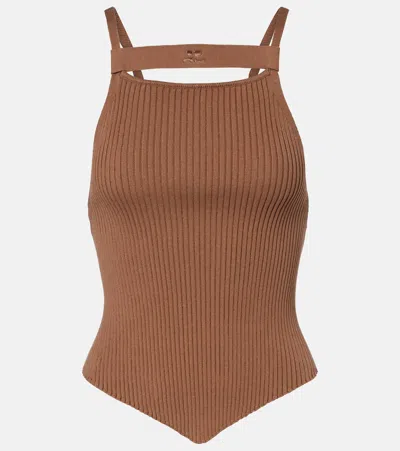 Courrèges Ribbed-knit Tank Top In Brown