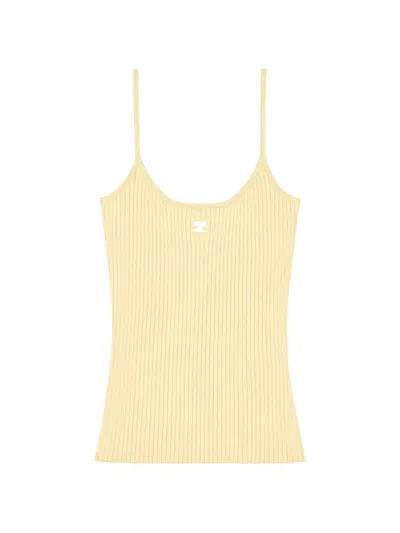 Courrèges Ribbed-knit Tank Top In Yellow
