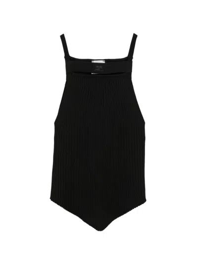 Courrèges Ribbed-knit Vest Top In Black