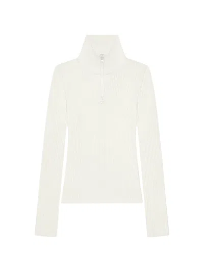 Courrèges Rib-knit Zipped Sweater In Neutral